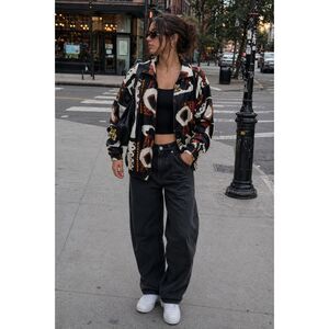 Vintage Abstract Print Jacket | 90s Graphic | Bold Retro Lightweight